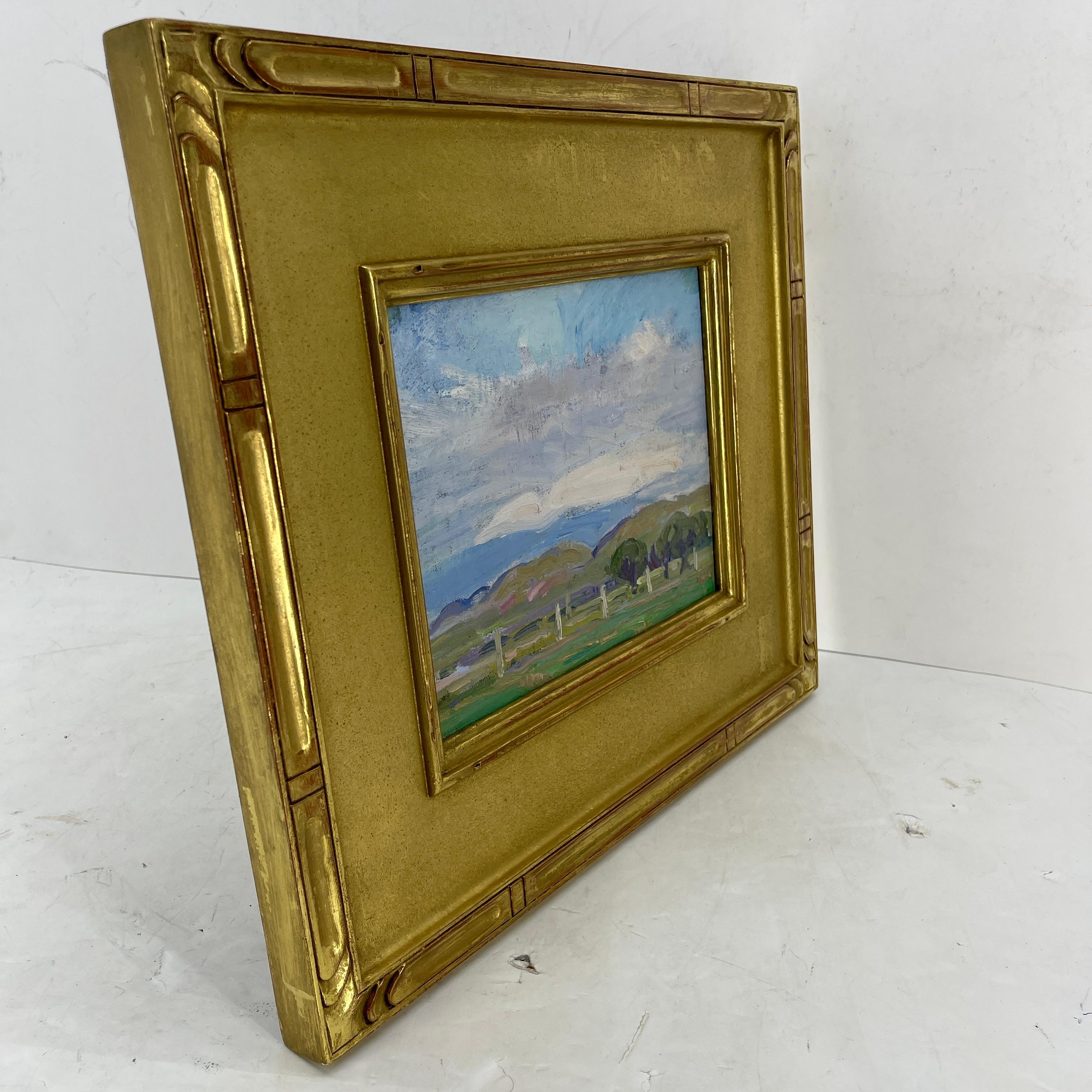 Peinture à l'huile d'un paysage impressionniste de la campagne française, vers 1930 en vente 10