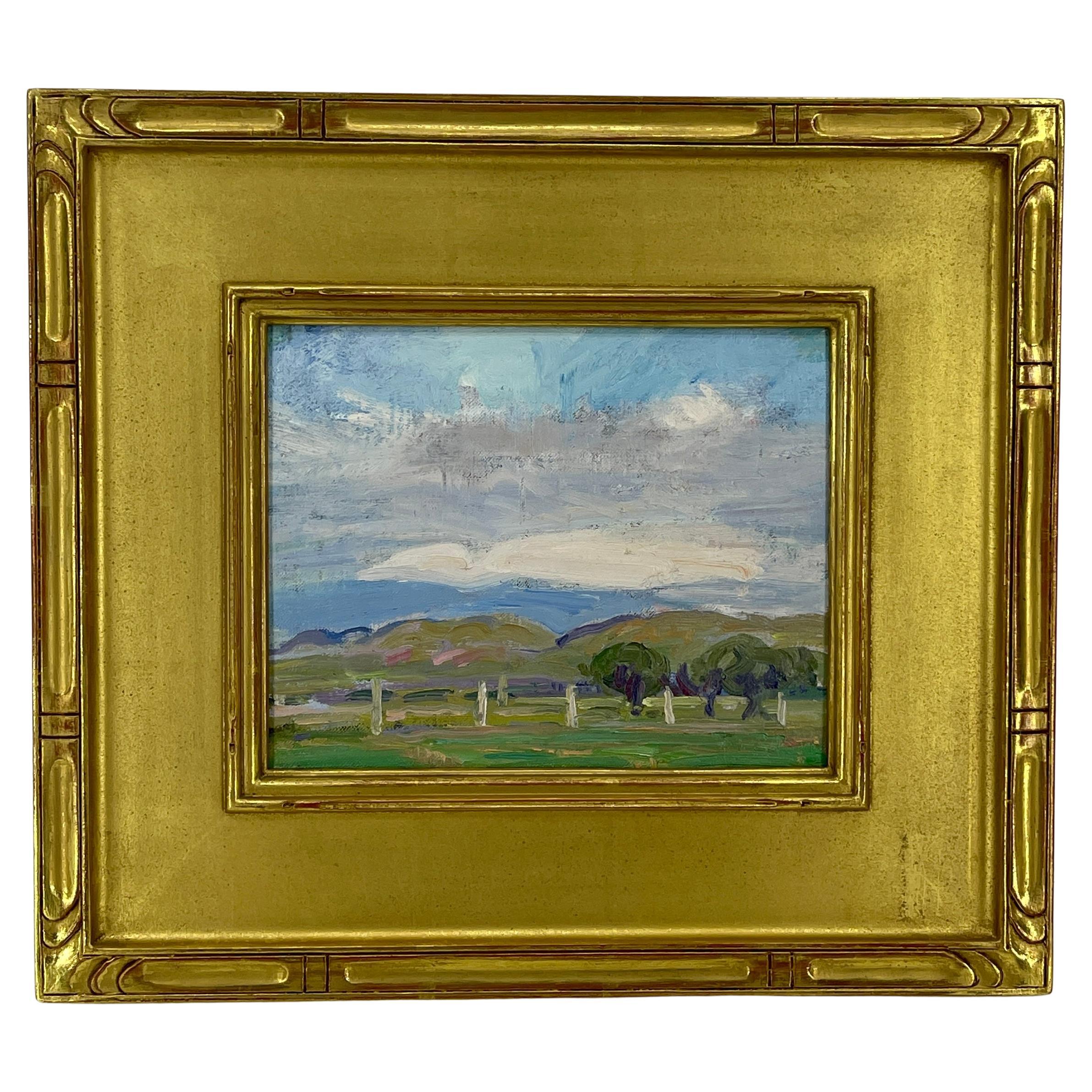 French Countryside Impressionist Landscape Oil Painting, circa 1930's For Sale
