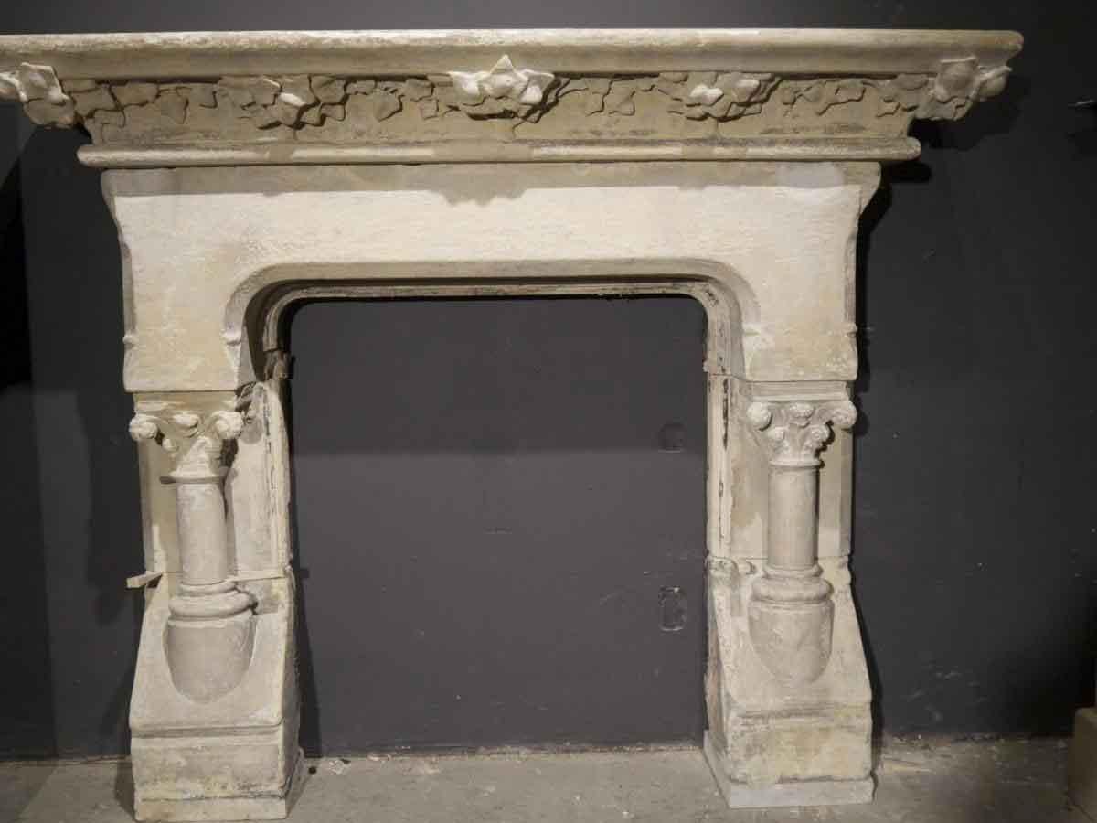 French Countryside Wine Style Fireplace Hand-carved Pure Limestone with Grapes For Sale 7