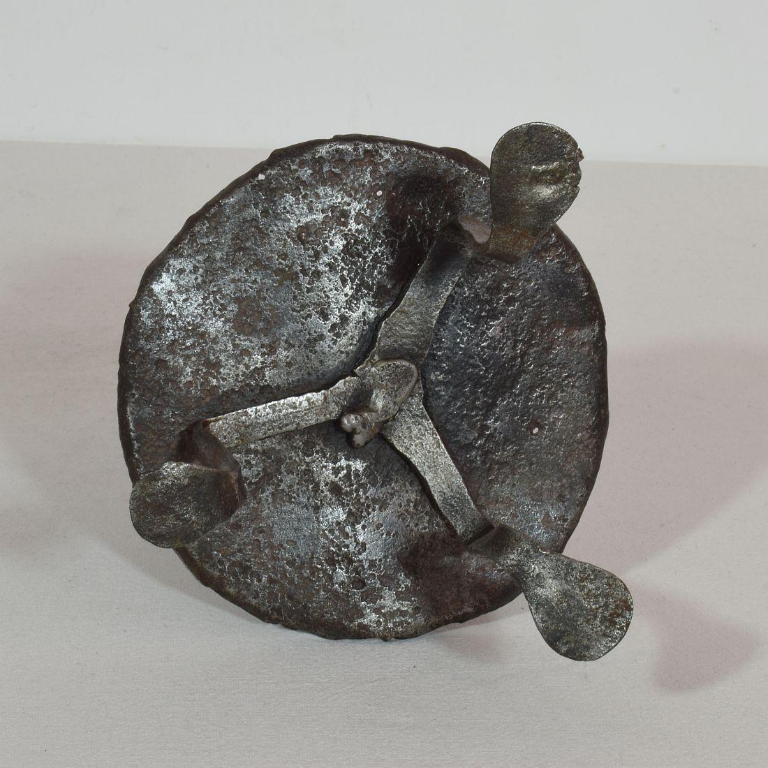 French, Couple 18th Century, Hand Forged Iron Rat De Cave Candleholders 6