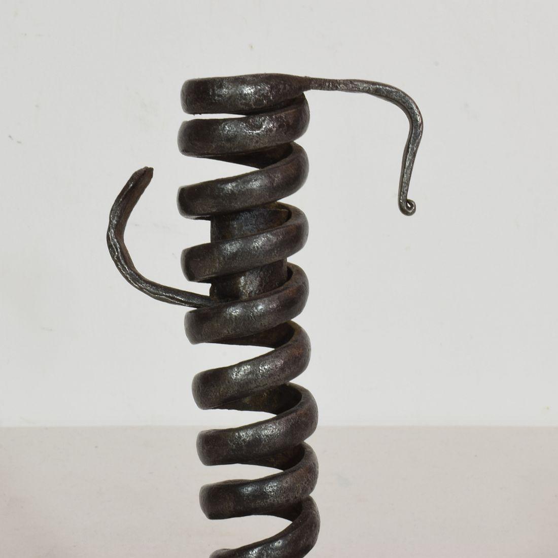 French, Couple 18th Century, Hand Forged Iron Rat De Cave Candleholders 8