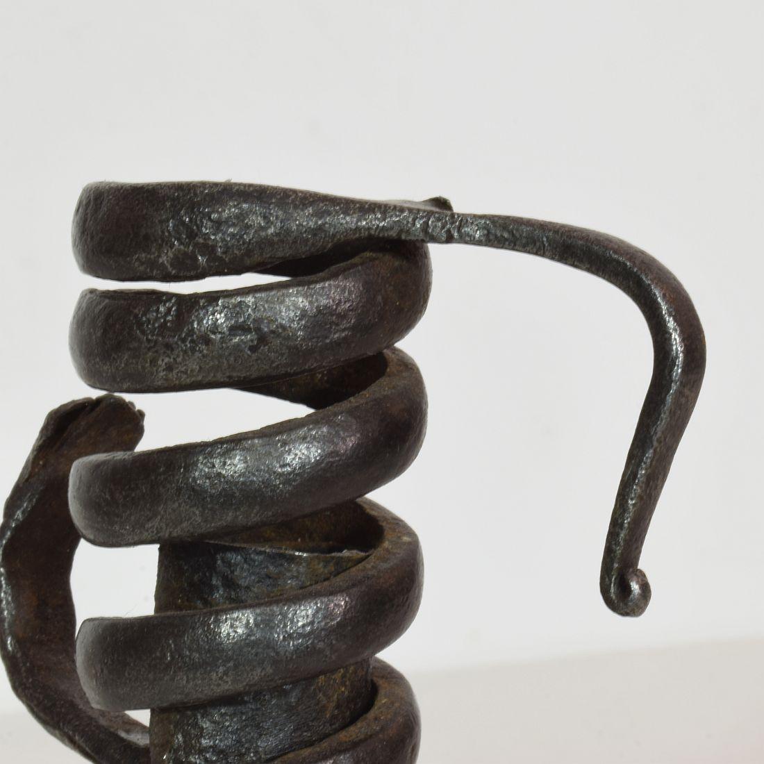 French, Couple 18th Century, Hand Forged Iron Rat De Cave Candleholders 10