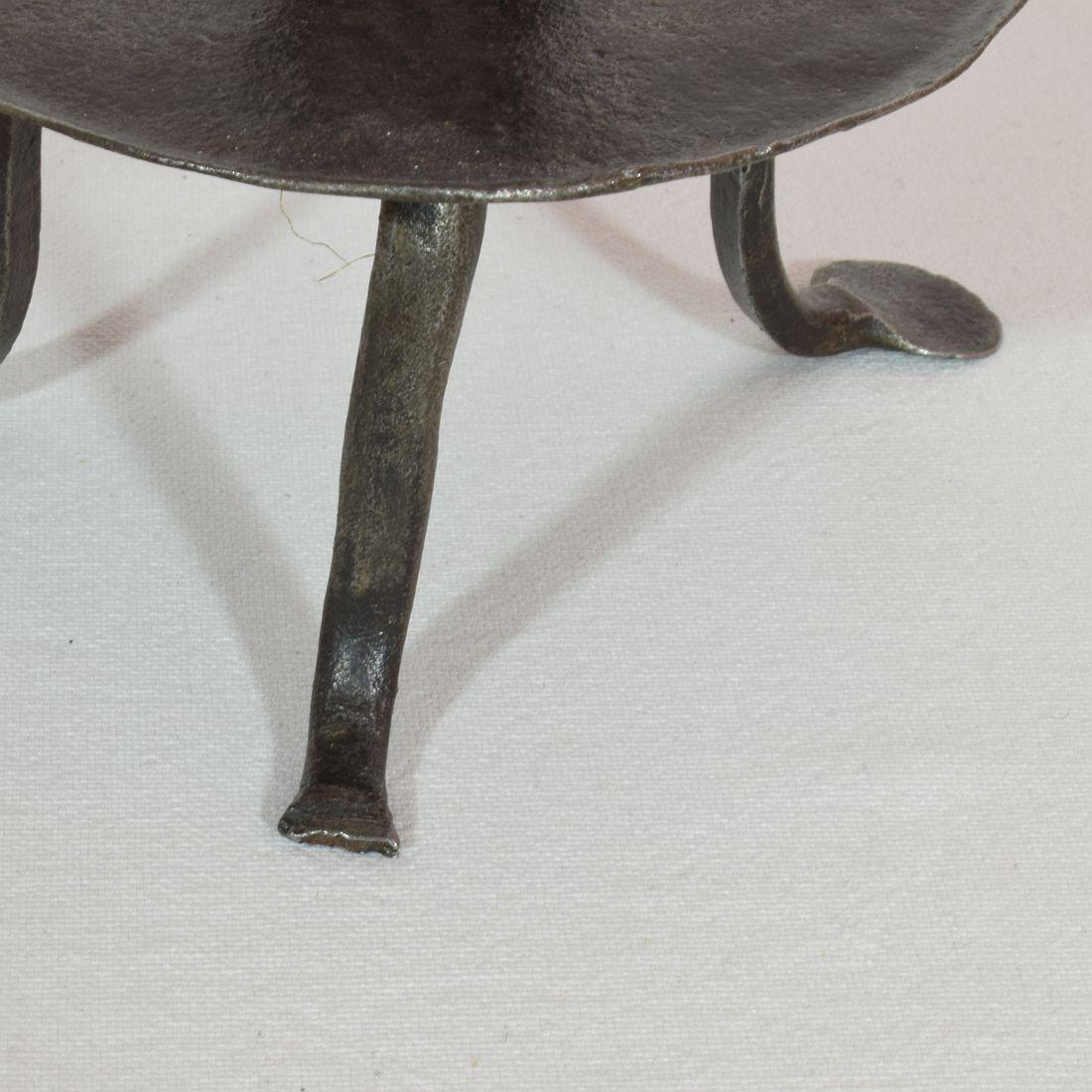 French, Couple 18th Century, Hand Forged Iron Rat De Cave Candleholders 13