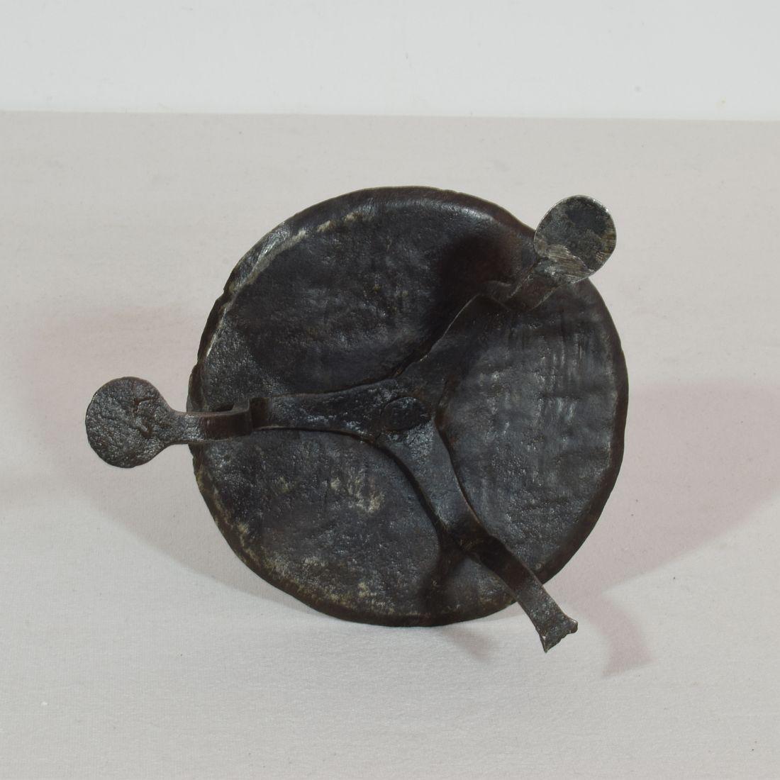 French, Couple 18th Century, Hand Forged Iron Rat De Cave Candleholders 15
