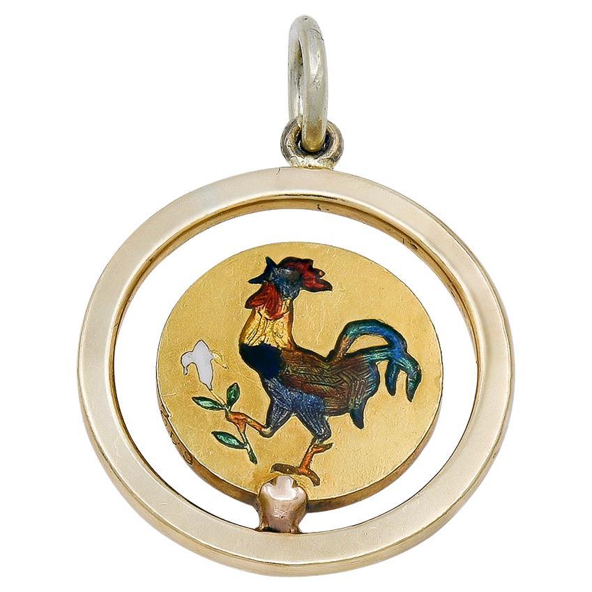 French Courage Bravery & God Enamel Gold Charm