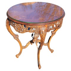 Table centrale en acajou sculpt et marqueterie French Court Galleries par Tonk