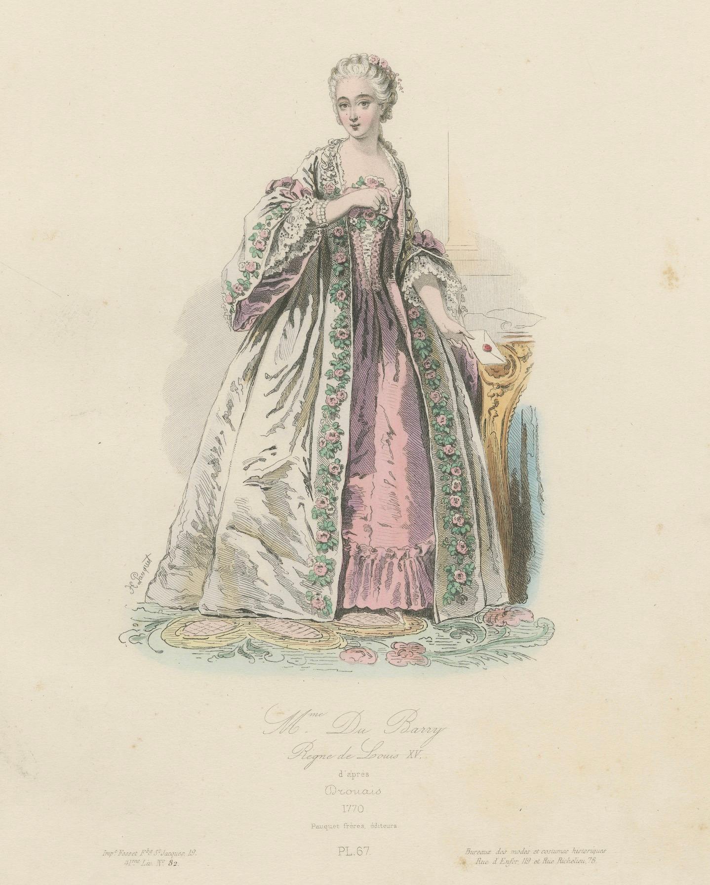 French Courtly Costume Lithographs 18th Century Elegance - Published in 1860 in vendita 2