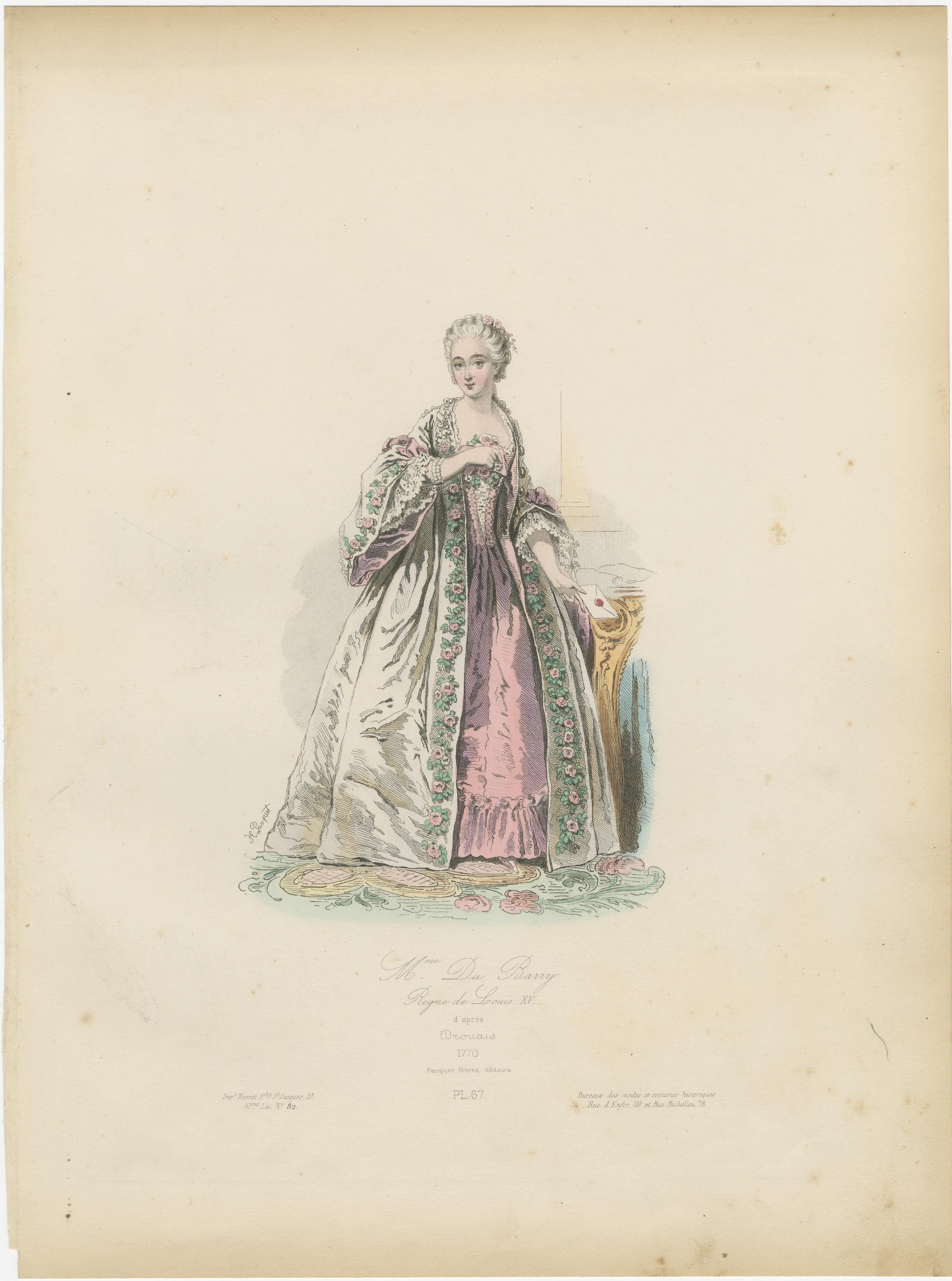 French Courtly Costume Lithographs 18th Century Elegance - Published in 1860 in vendita 3