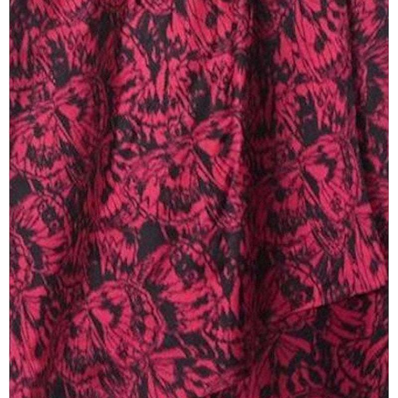 Robe en soie rouge à imprimé papillons, haute couture française, années 1950  Pour femmes en vente