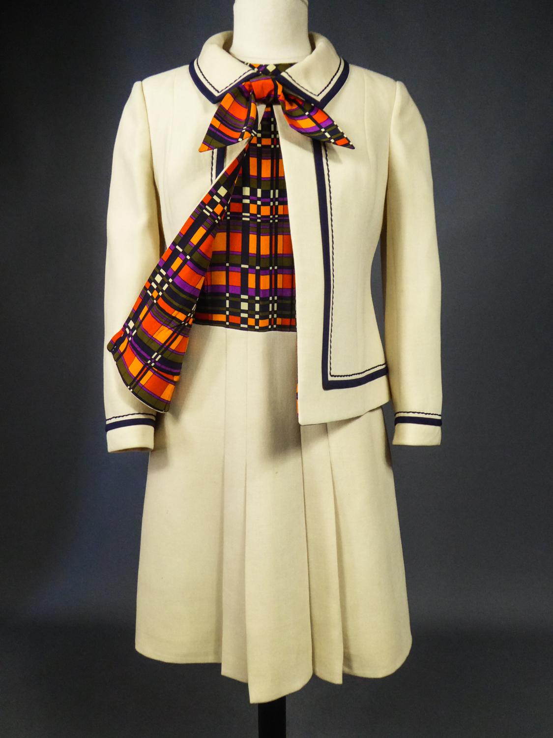 French Couture Dress and Jacket in the style of Balmain Circa 1972 3