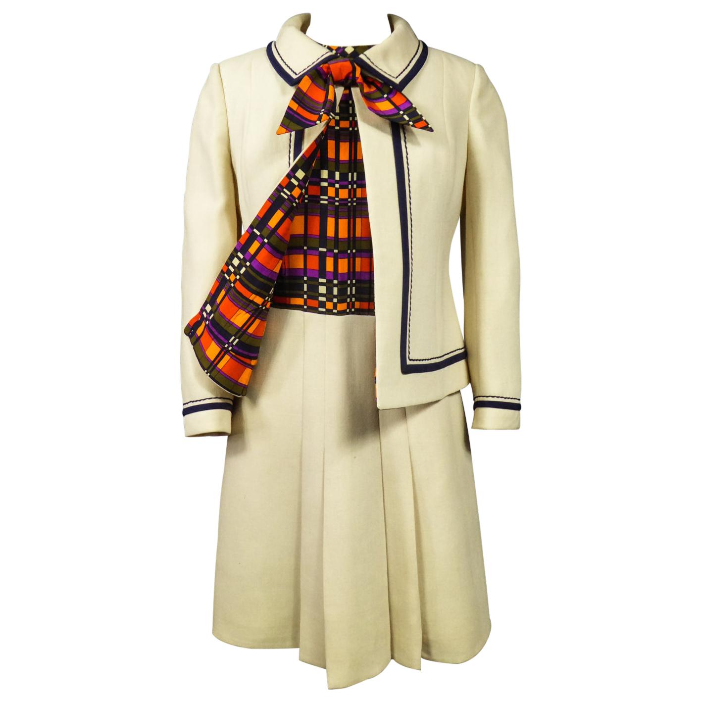 French Couture Dress and Jacket in the style of Balmain Circa 1972