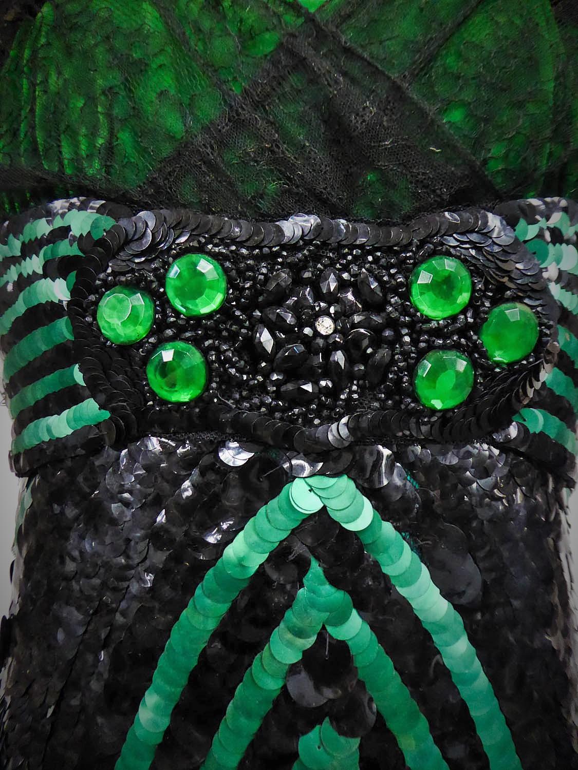 Black French Couture Sequin Dress Circa 1910/1920