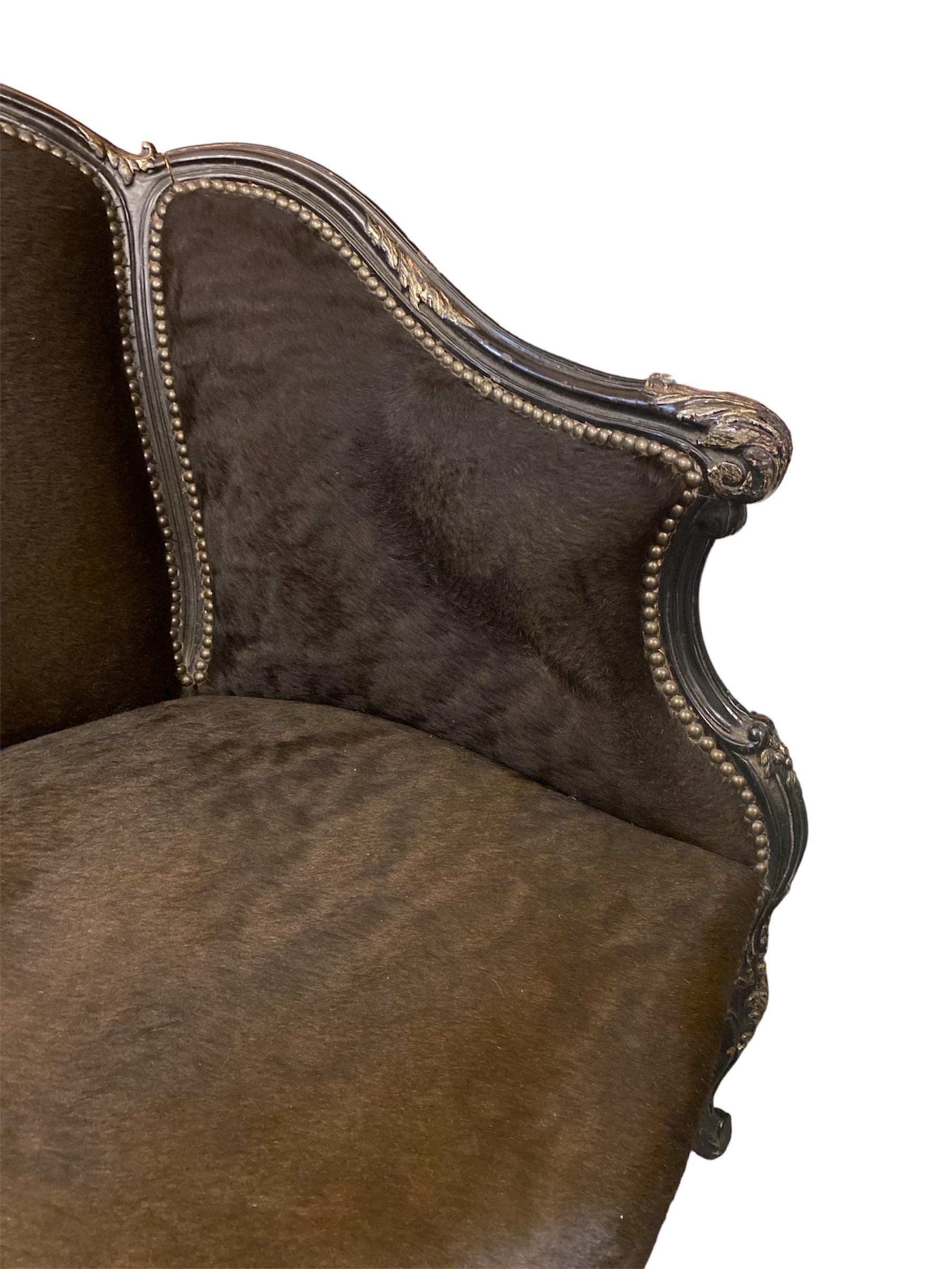 Mid-20th Century French Cowhide Zebra Settee