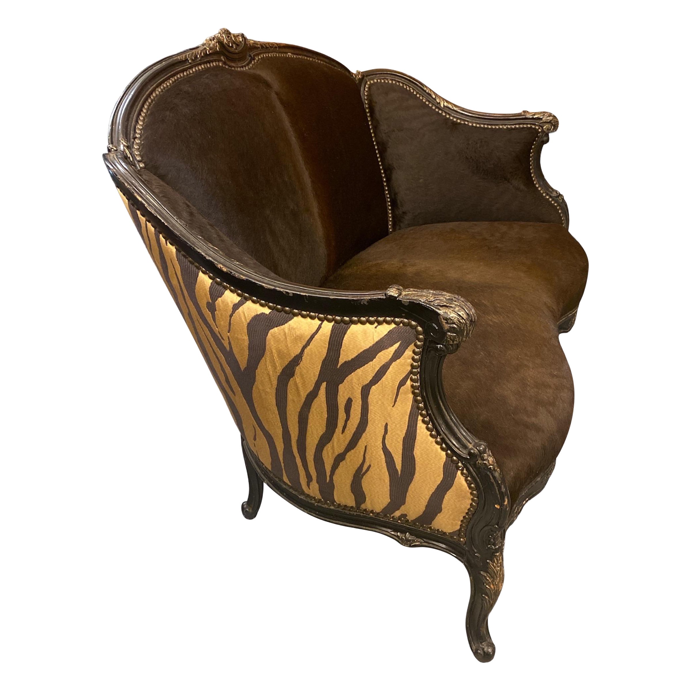 French Cowhide Zebra Settee