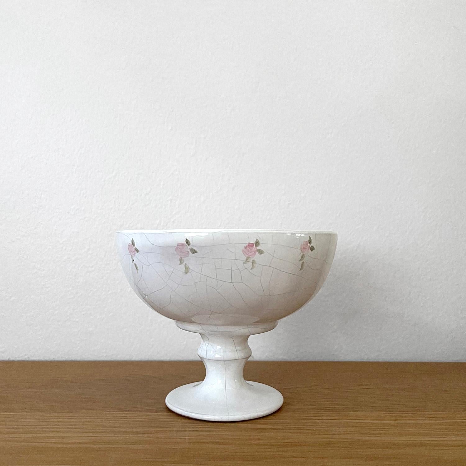French Crackle Ceramic Footed Bowl For Sale 3