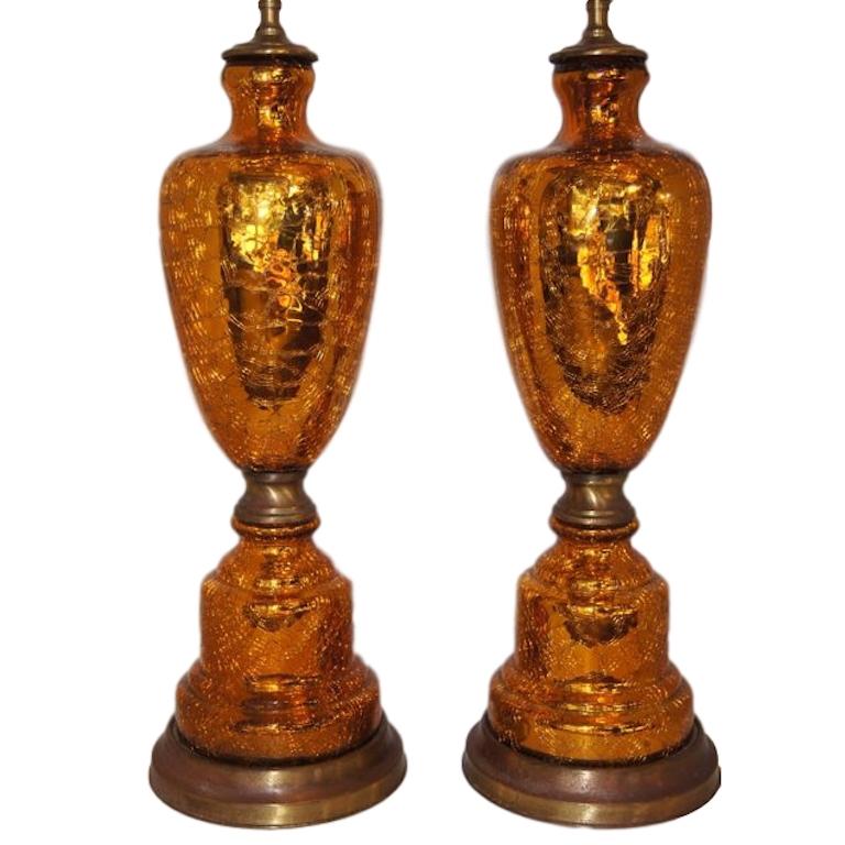 Gold Crackled Mercury Glass Lamps For Sale