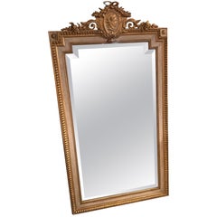 French cream paint and gilt wood neoclassical wall mirror