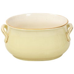 Antique French Creamware Footbath with Gilt Trim