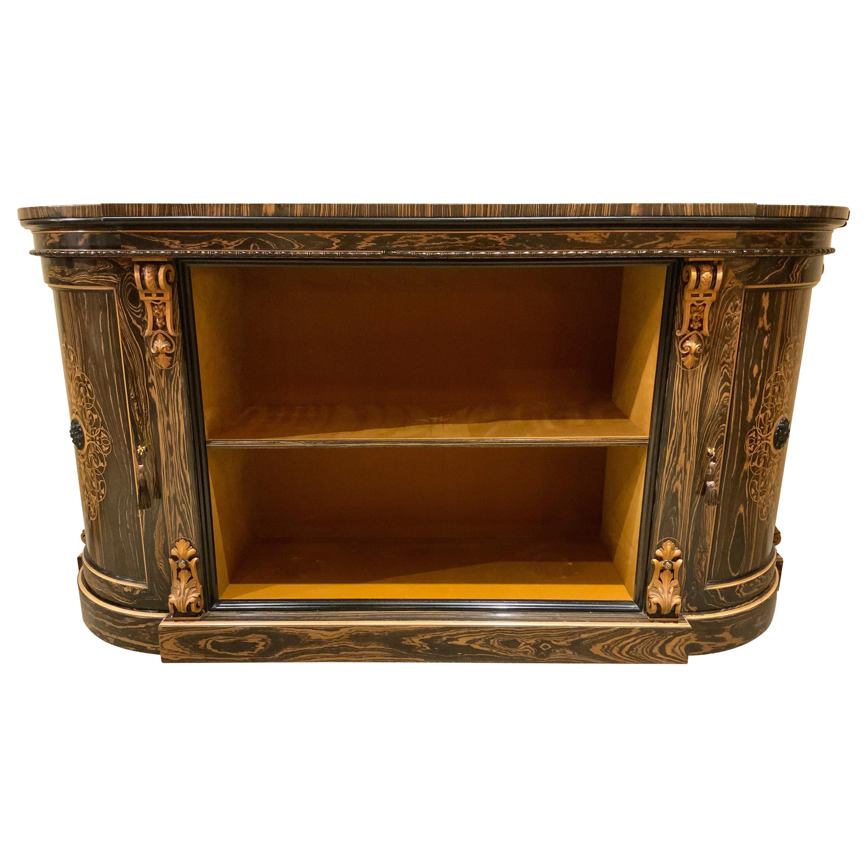 French Credenza / Sideboard, Calamander Wood and Satin Wood Inlay, Circa 1890 For Sale