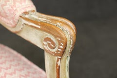 French Creme Painted Heavily Distressed Finished Walnut Louis XV Armchair