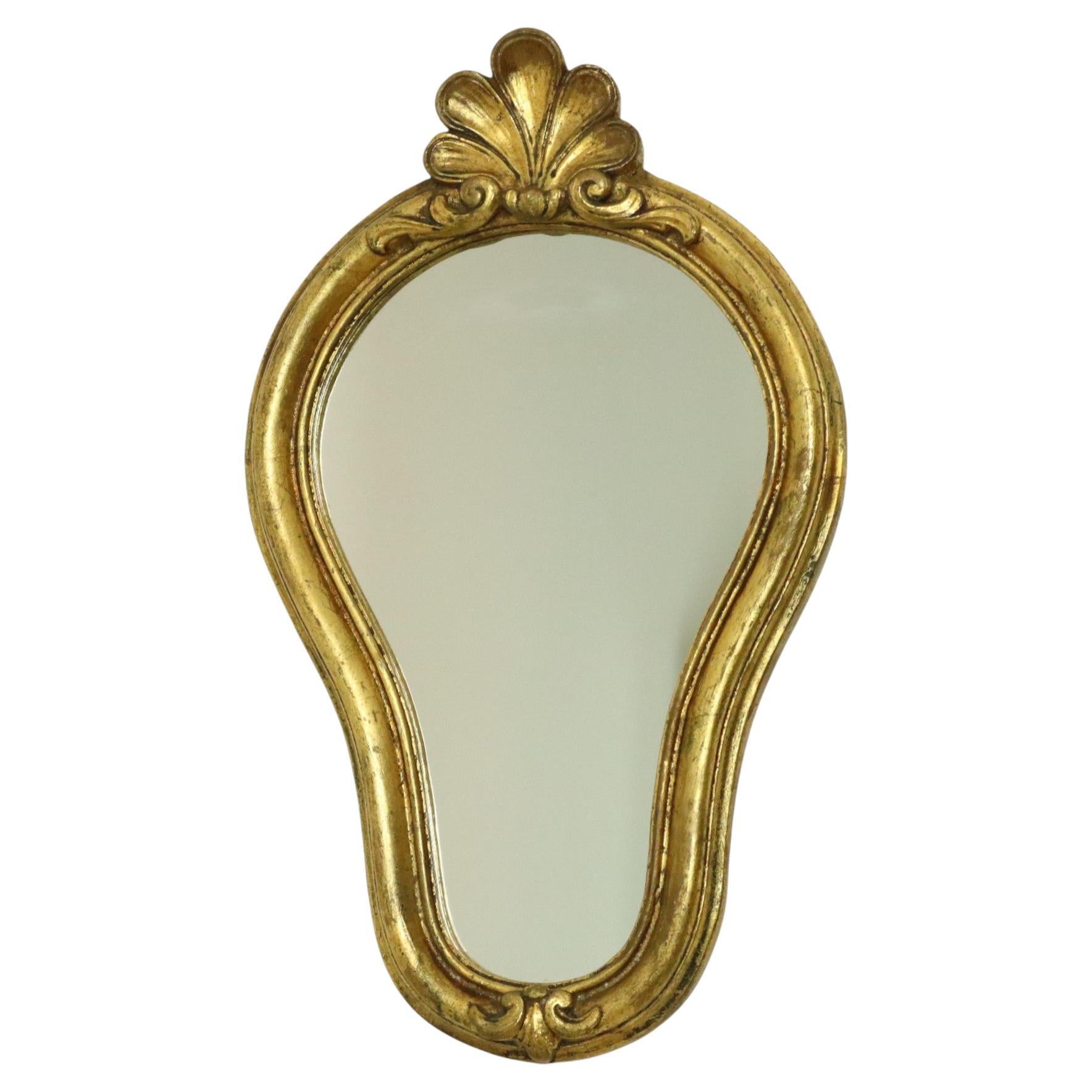 Miroir à Crête Français Feuille d'Or Style Baroque Classique 48cm en vente