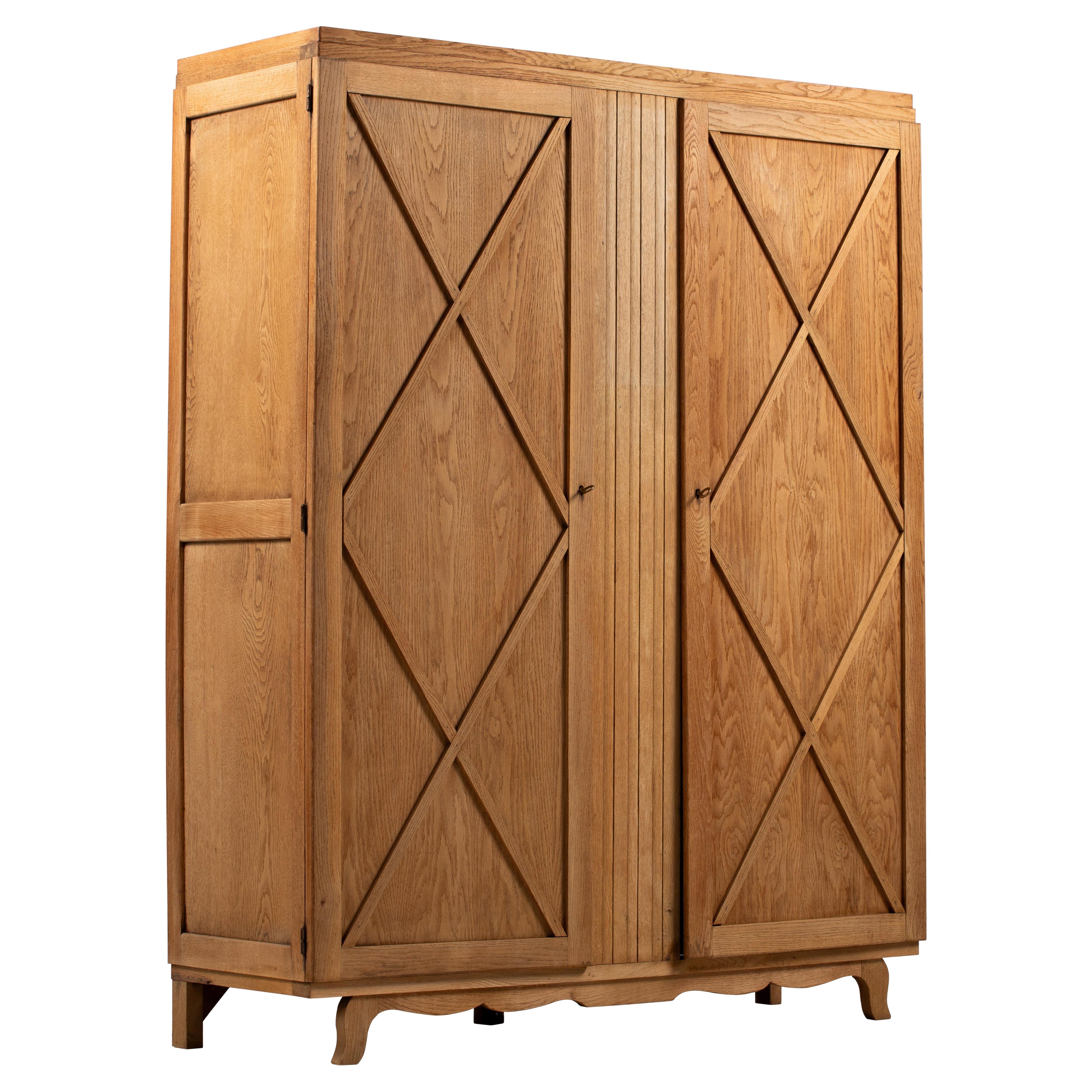 French Armoire in Natural Oak, 1950s