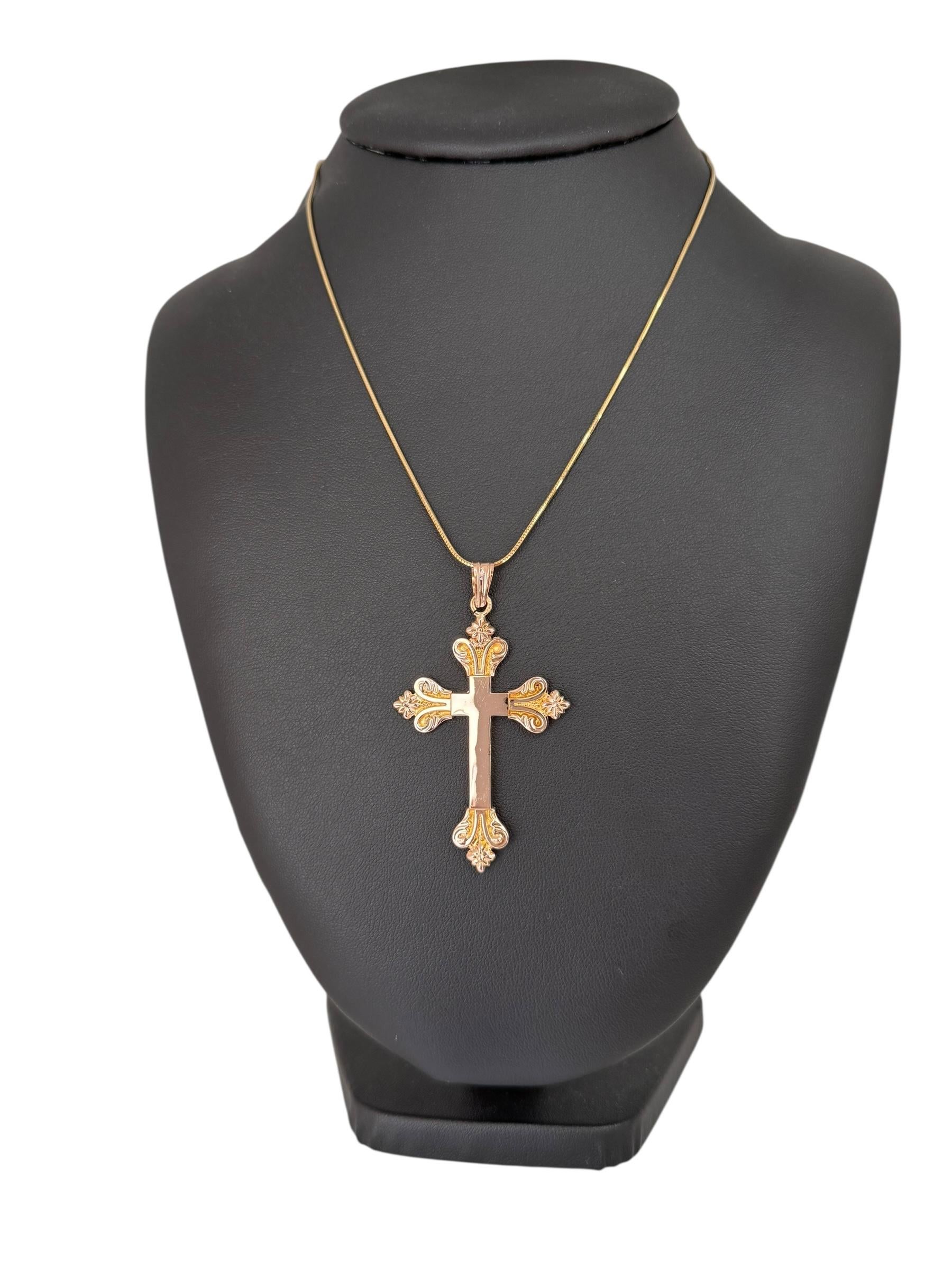 Artisan French Cross 18 karat Rose Gold Fleur de Lys Design For Sale