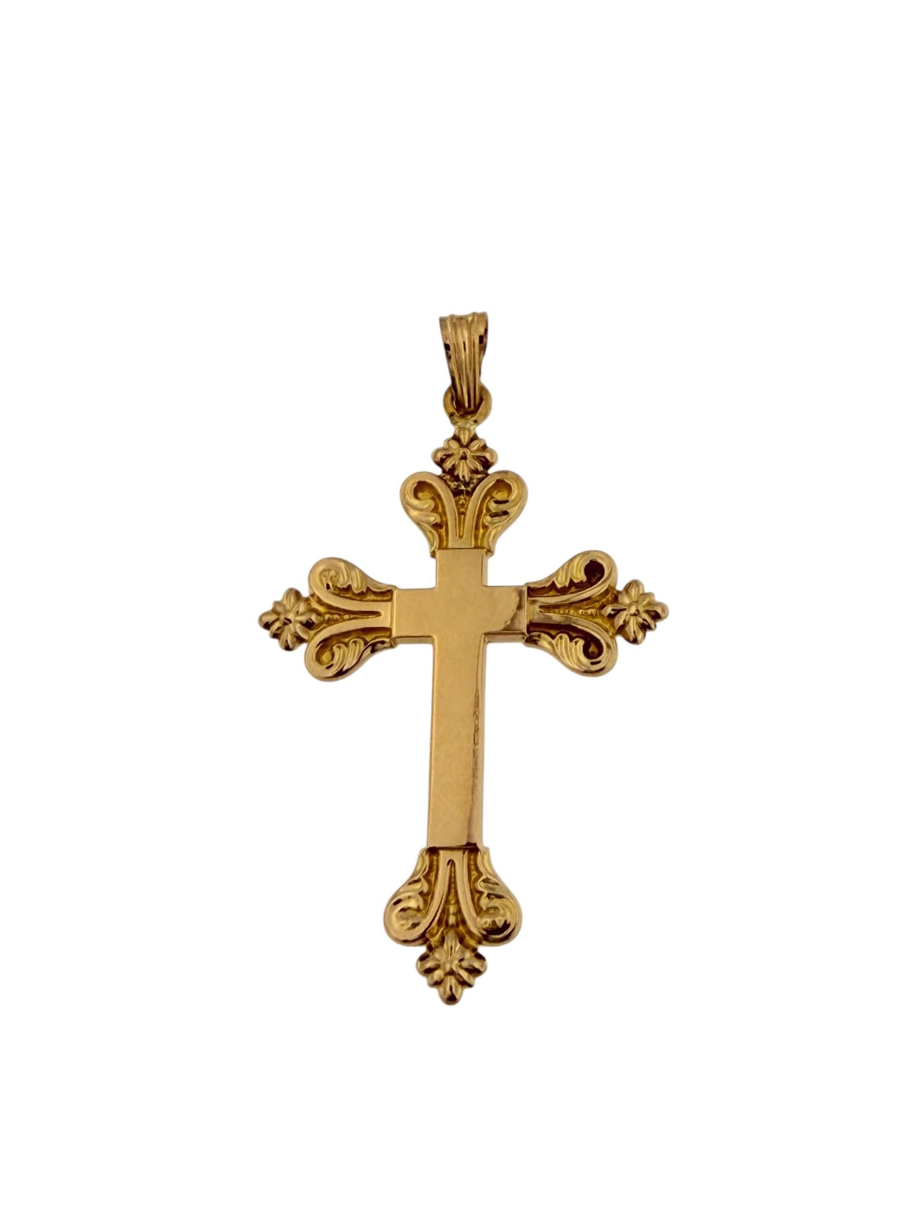 Women's or Men's French Cross 18 karat Rose Gold Fleur de Lys Design For Sale