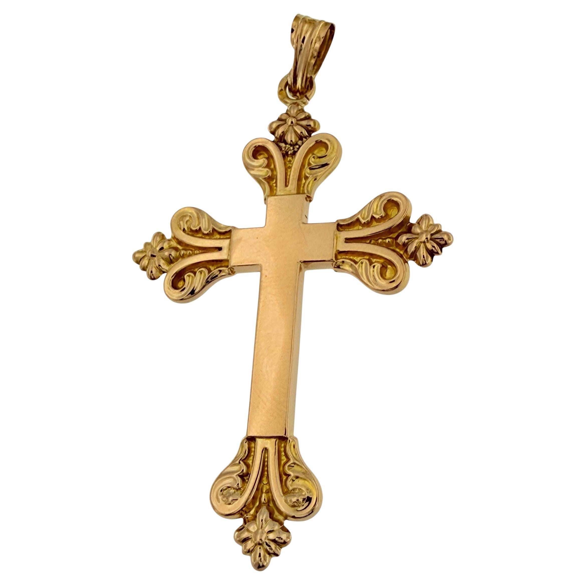 French Cross 18 karat Rose Gold Fleur de Lys Design For Sale