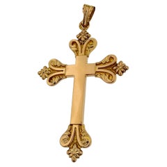 French Cross 18 karat Rose Gold Fleur de Lys Design
