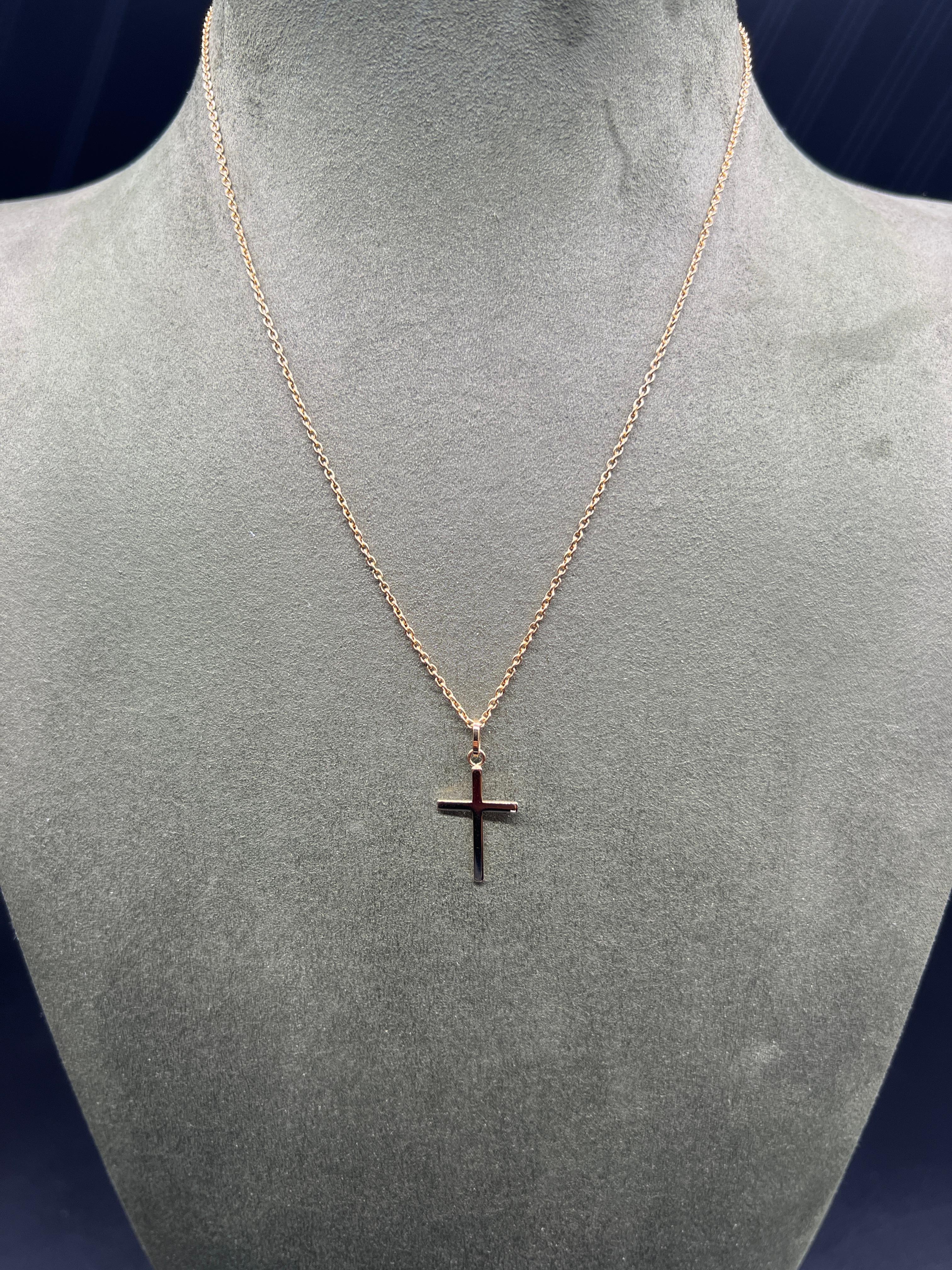 Women's or Men's French Cross Pendant Gold Yellow Thin For Sale