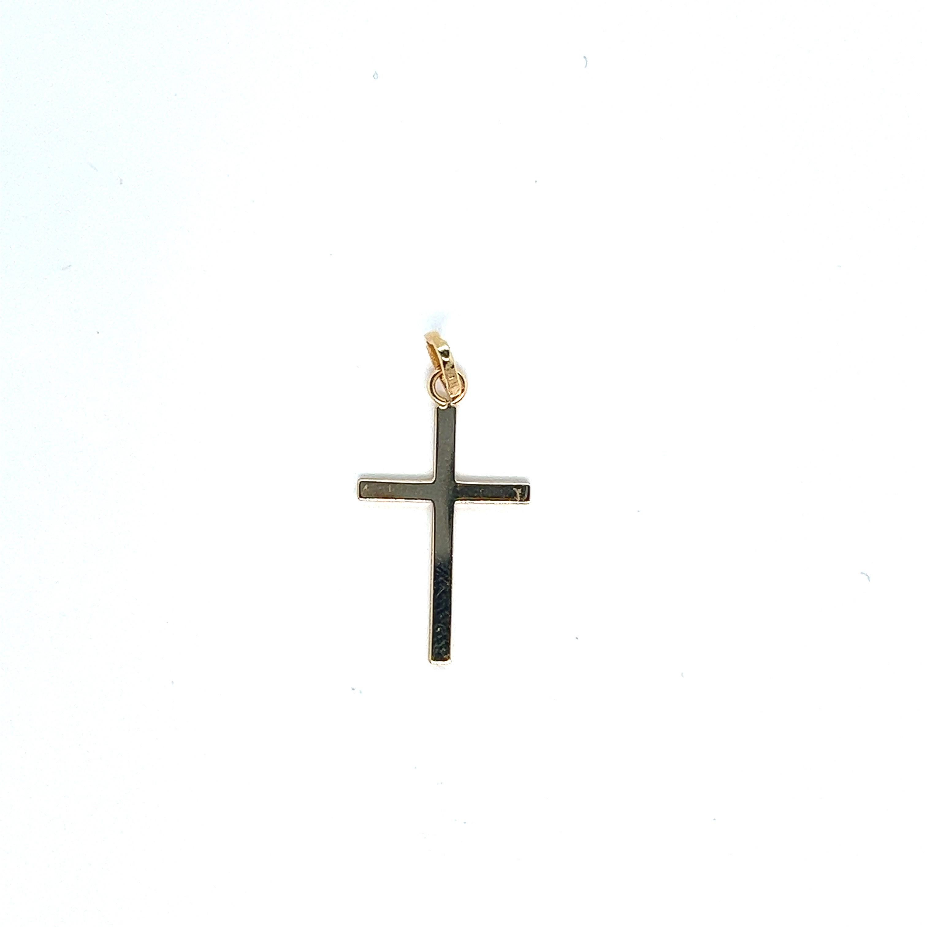 French Cross Pendant Gold Yellow Thin For Sale 2
