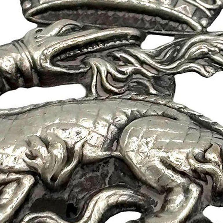 Tardo vittoriano Drago incoronato francese in argento con ciondolo araldico di Re Francesco 1° Emblema in vendita