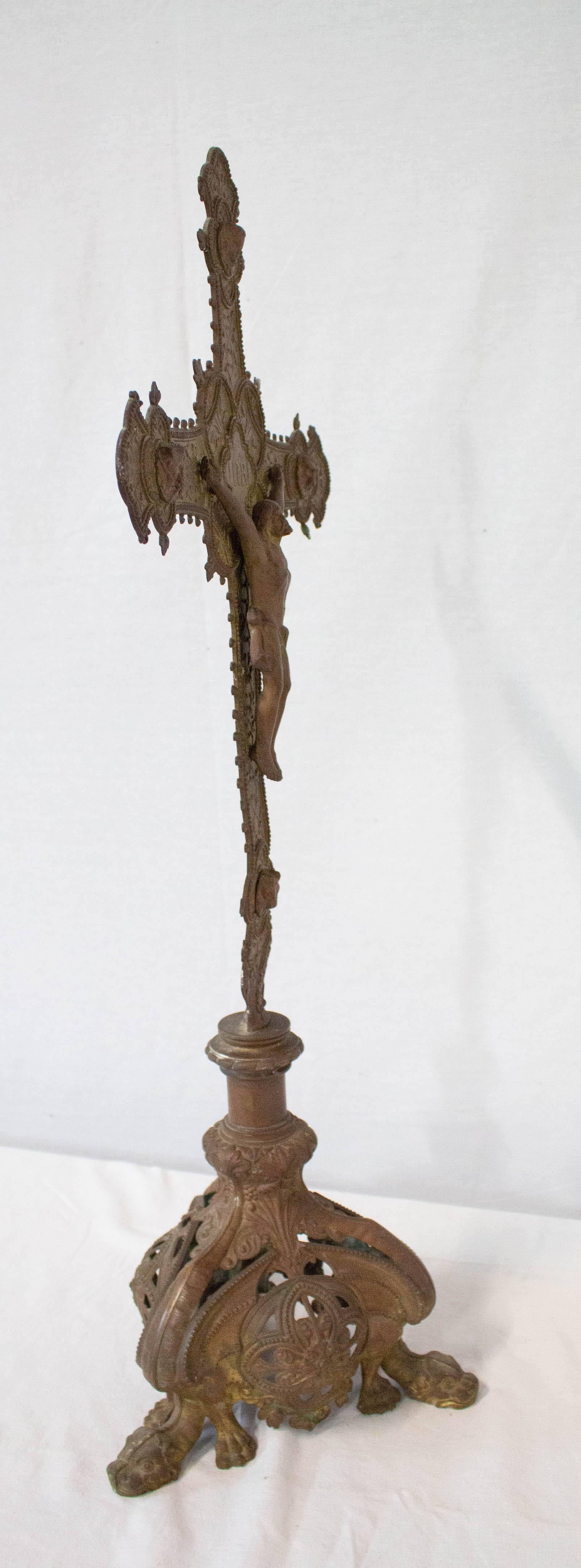 French Crucifix on Pedestal, Late 19th Century 5