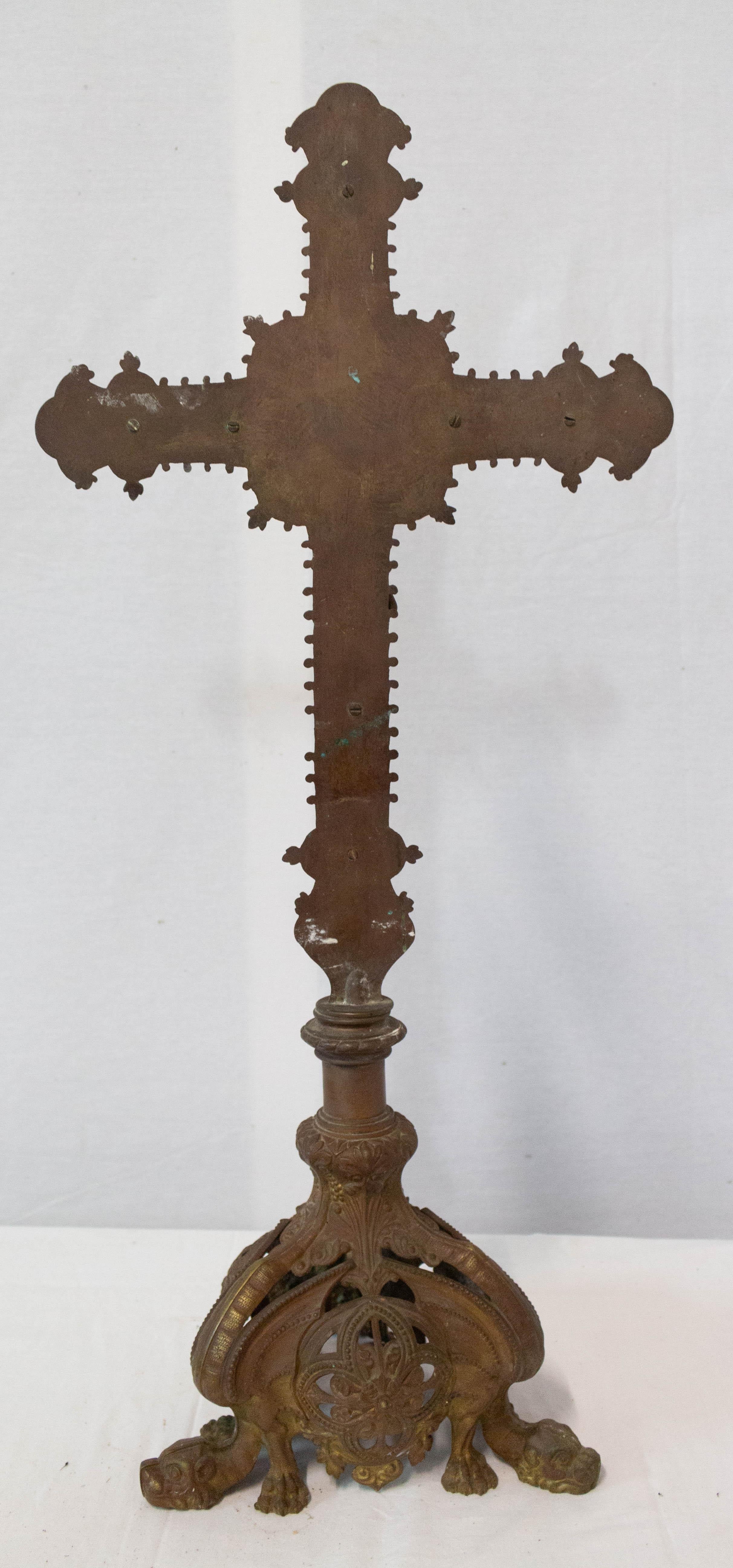 Napoleon III French Crucifix on Pedestal, Late 19th Century