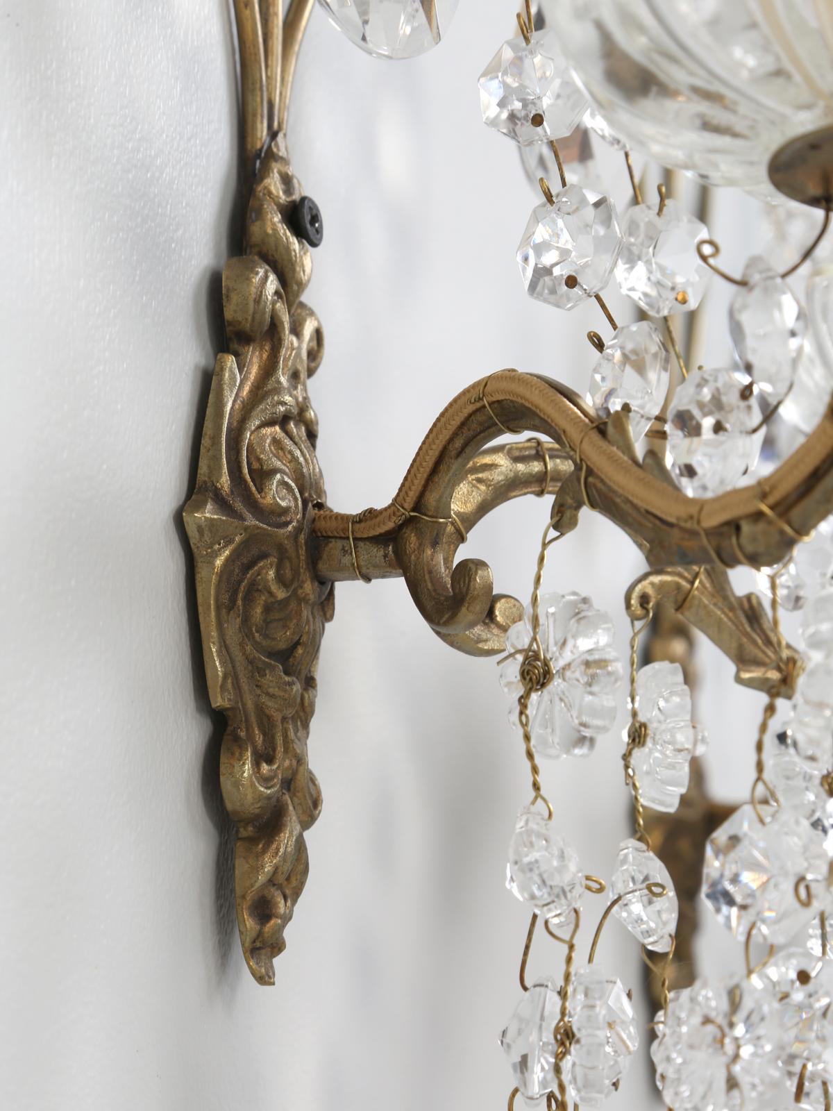 French Crystal and Brass 2-Light Sconces, Available Individually or in Pairs 6