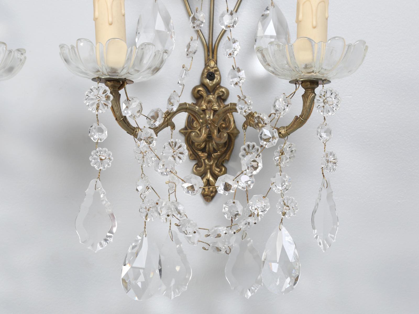 French Crystal and Brass 2-Light Sconces, Available Individually or in Pairs 7