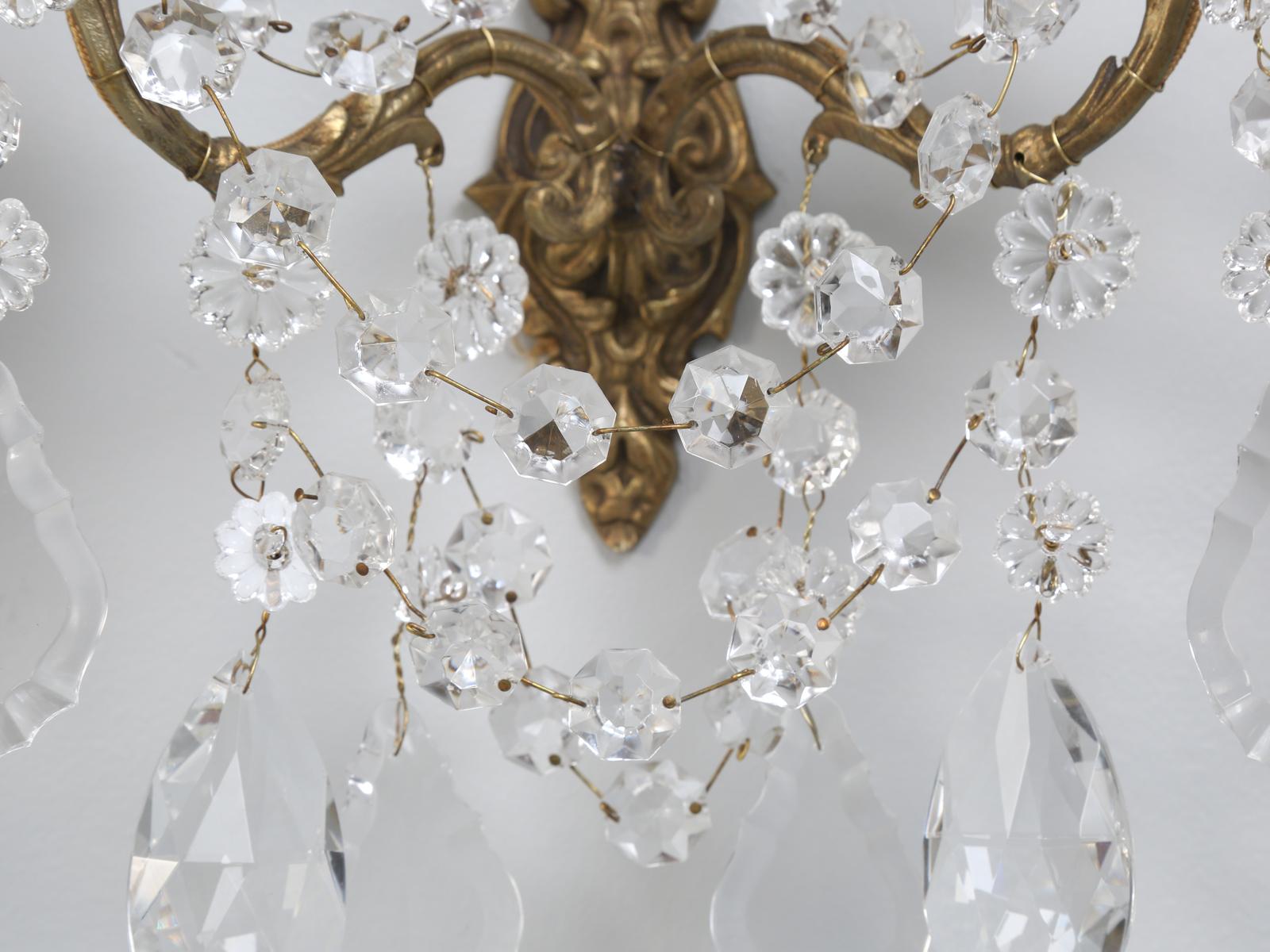 French Crystal and Brass 2-Light Sconces, Available Individually or in Pairs 8