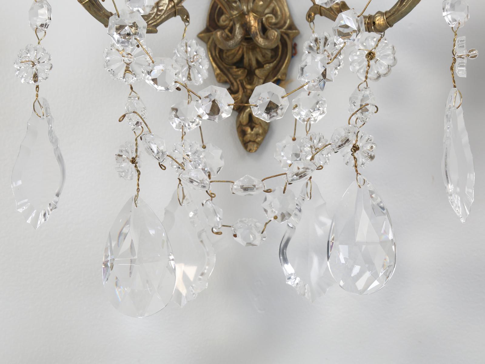 French Crystal and Brass 2-Light Sconces, Available Individually or in Pairs 9