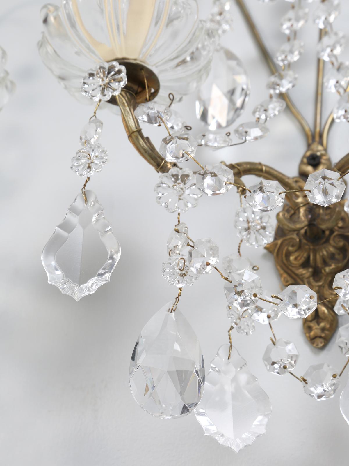 French Crystal and Brass 2-Light Sconces, Available Individually or in Pairs 11