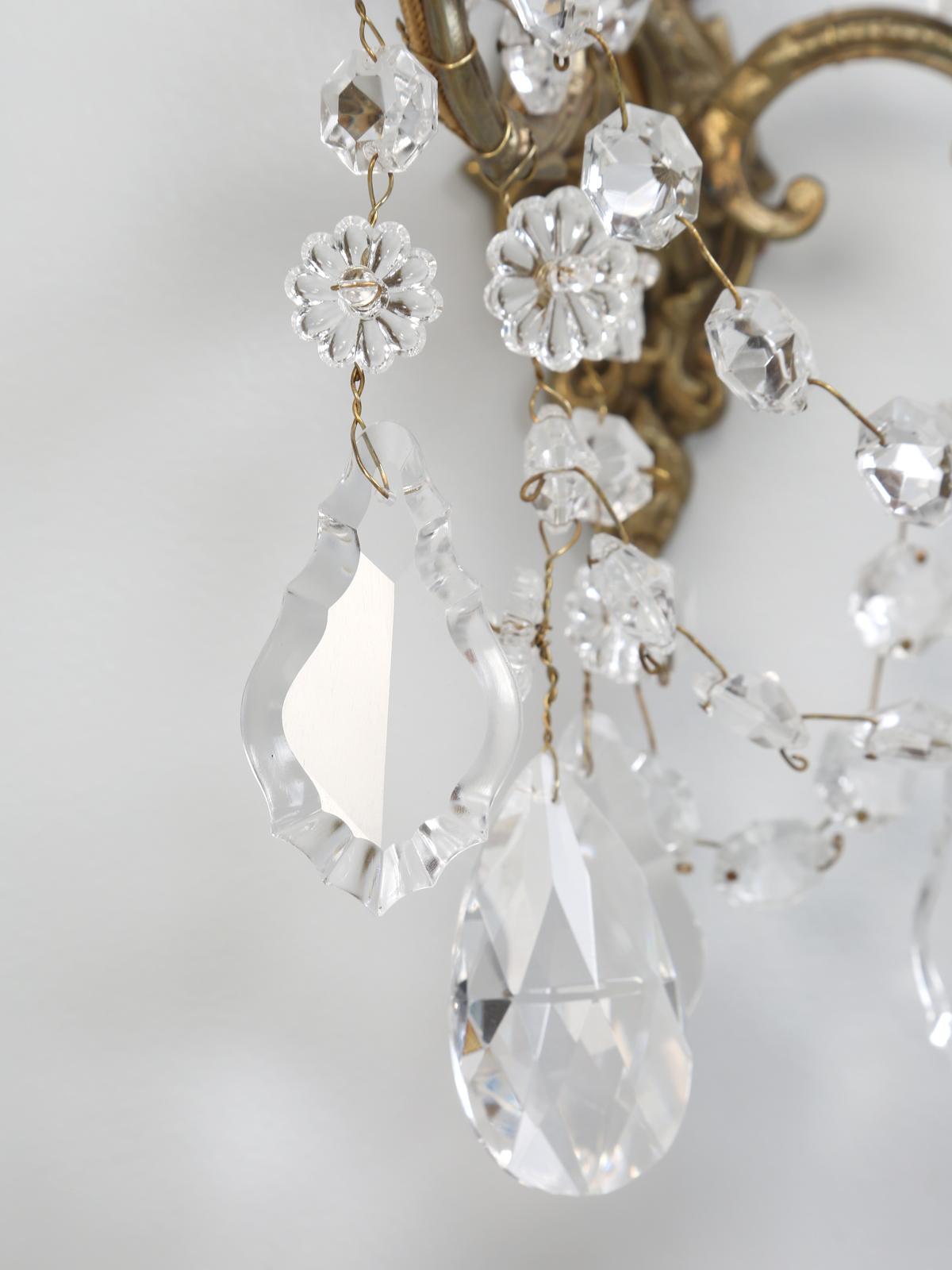 French Crystal and Brass 2-Light Sconces, Available Individually or in Pairs 12