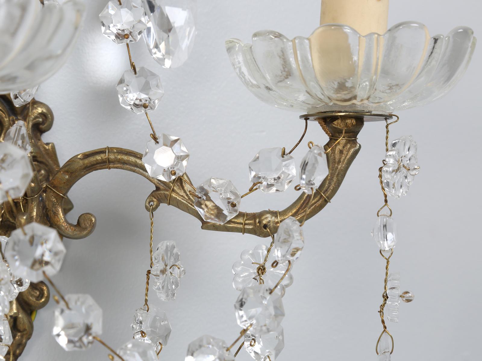 French Crystal and Brass 2-Light Sconces, Available Individually or in Pairs 3