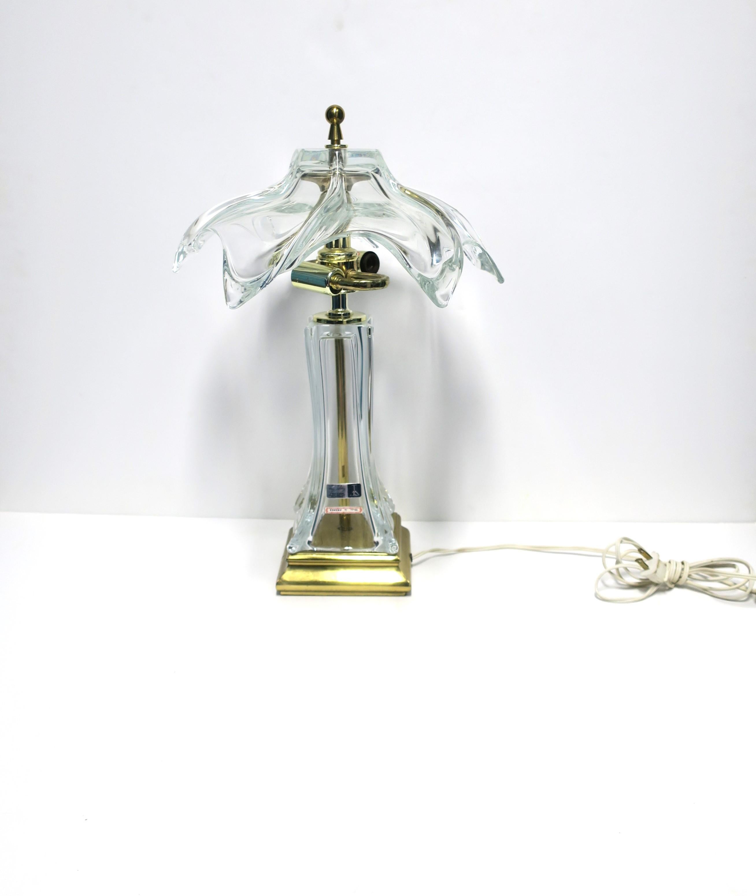 French Crystal and Brass Desk or Table Lamp For Sale 5