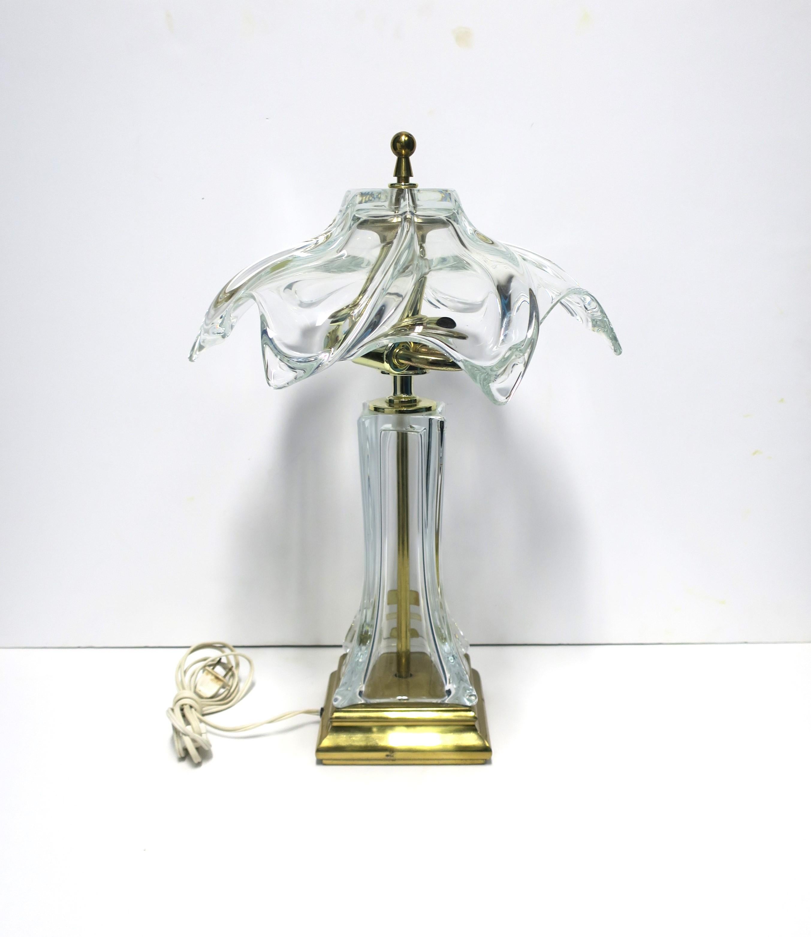 French Crystal and Brass Desk or Table Lamp For Sale 6