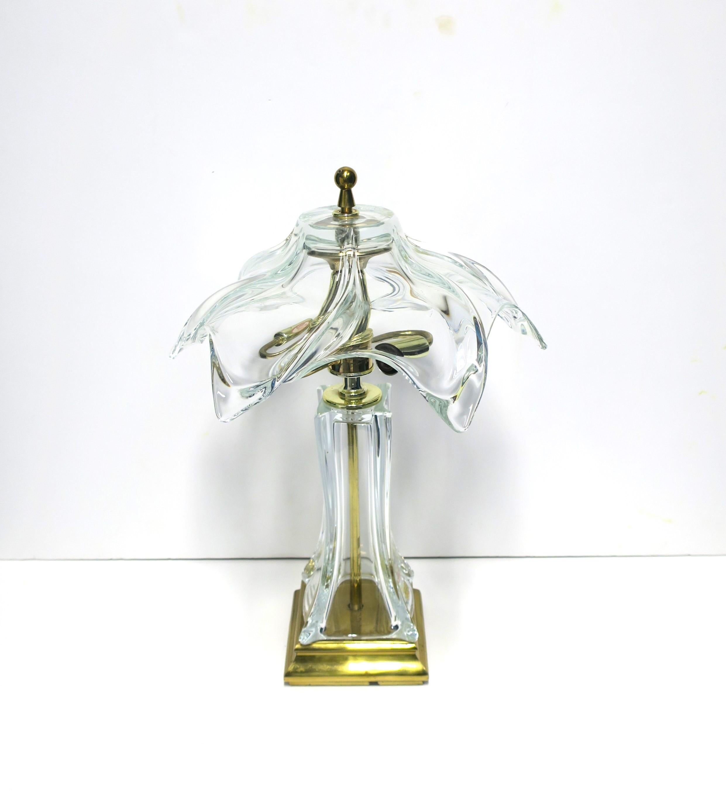 Art Nouveau French Crystal and Brass Desk or Table Lamp For Sale