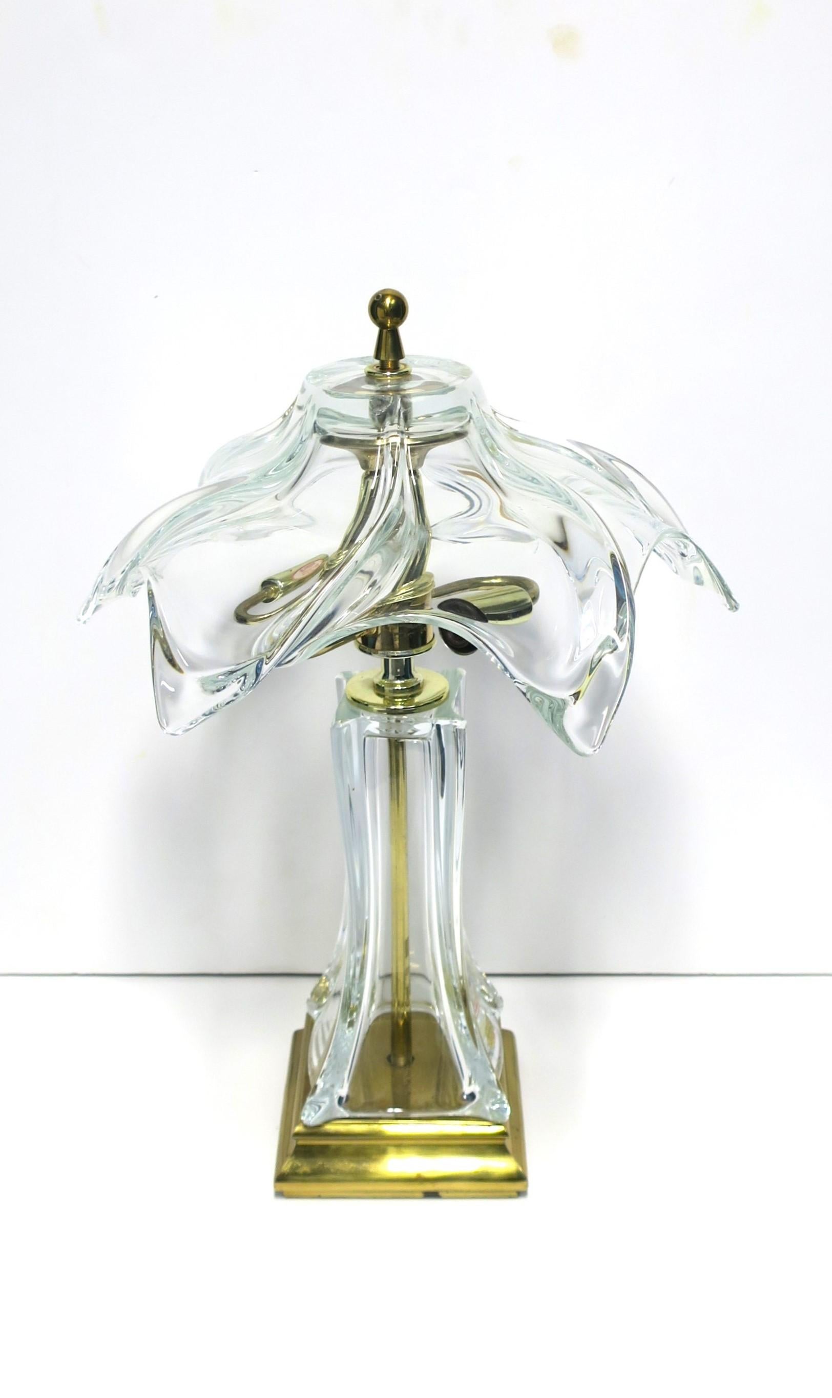 Lacquered French Crystal and Brass Desk or Table Lamp For Sale