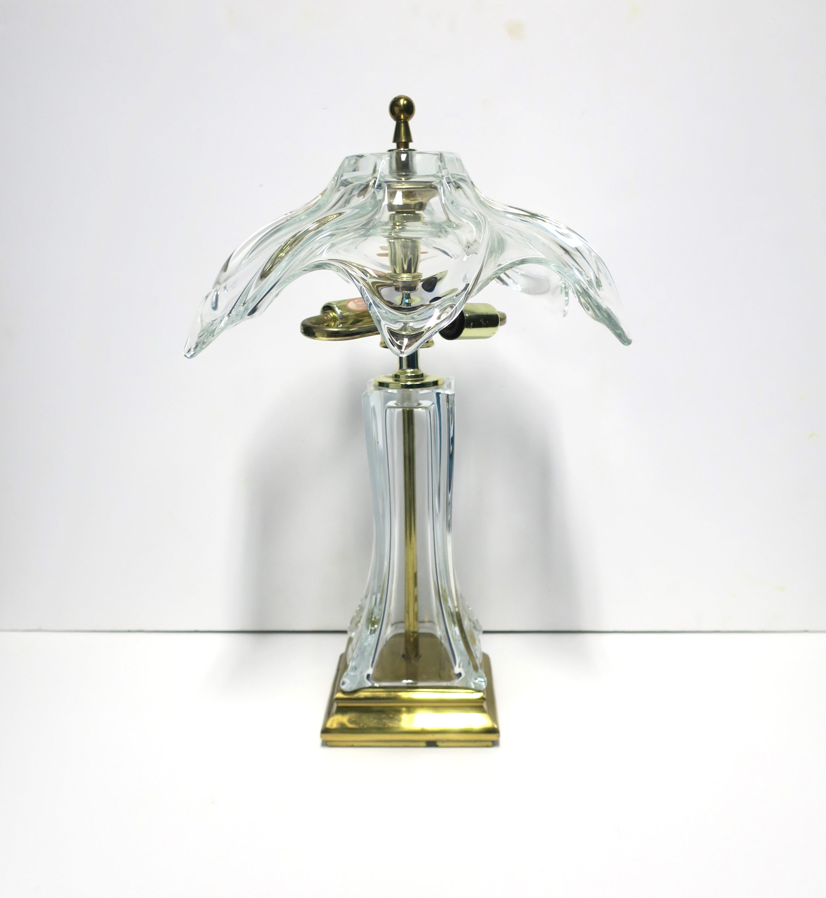 20th Century French Crystal and Brass Desk or Table Lamp For Sale