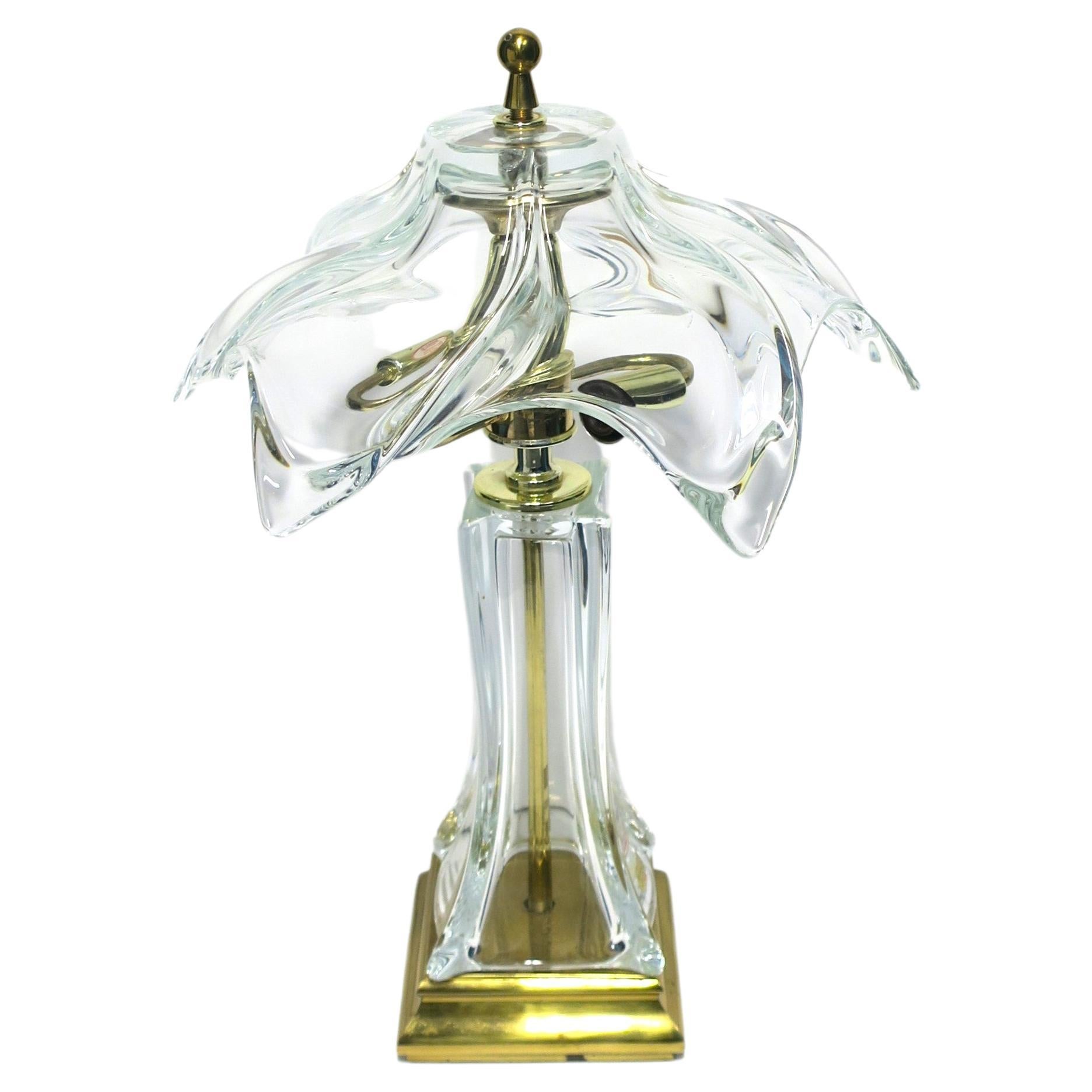 French Crystal and Brass Desk or Table Lamp