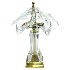 Retro French Crystal and Brass Desk or Table Lamp