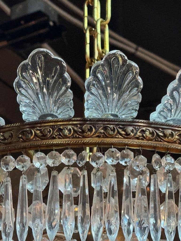 19th Century French Crystal and Bronze Baccarat Manner Flush Mount